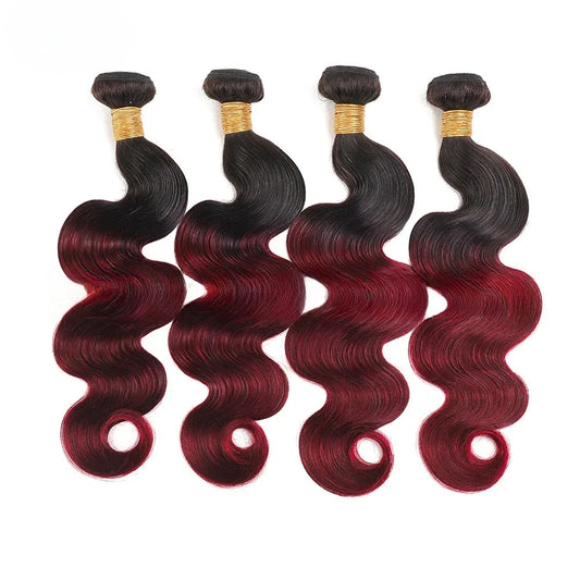 Ombre Colored Body Wave Human Hair Bundles Raw Indian Hair