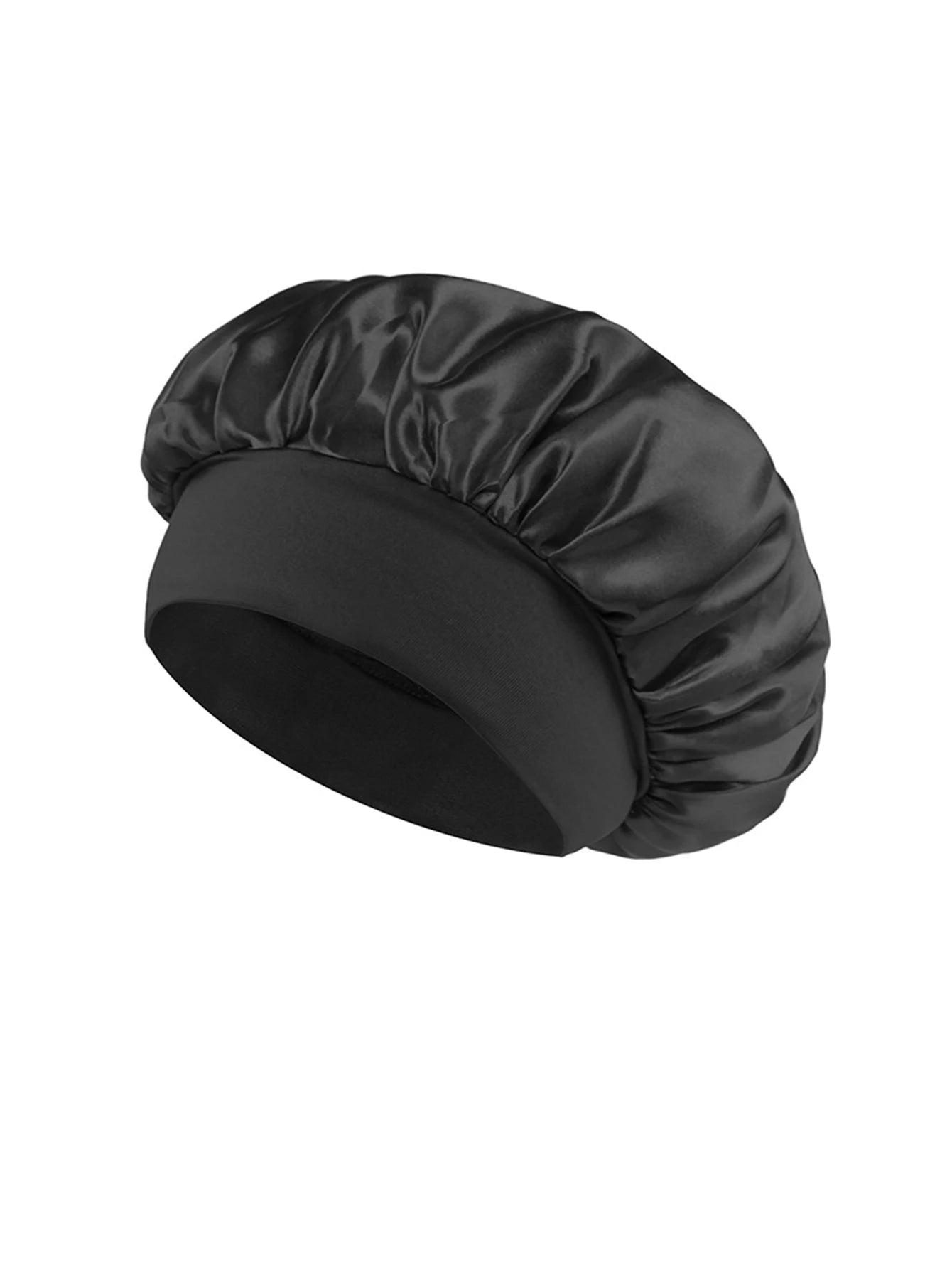 1pcs Silk Sleep Bonnet Set - Satin Hair Wrap For Curly/Natural Hair With Soft Elastic Band (Black & Gold), Gentle Night Cap For