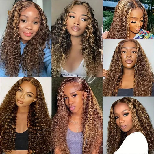 Highlight Water Wave Bundles Human Hair brown