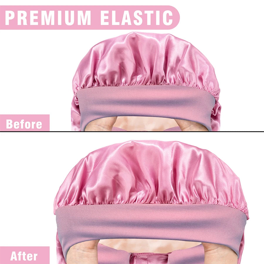 Extra Large Hair Long Silk Bonnet