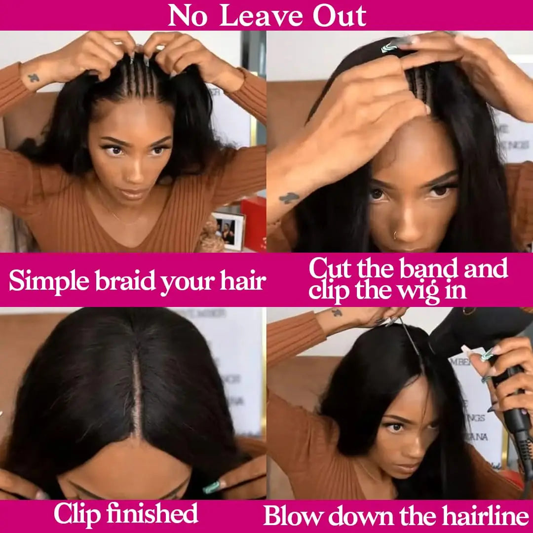 V Part Wigs Human Hair