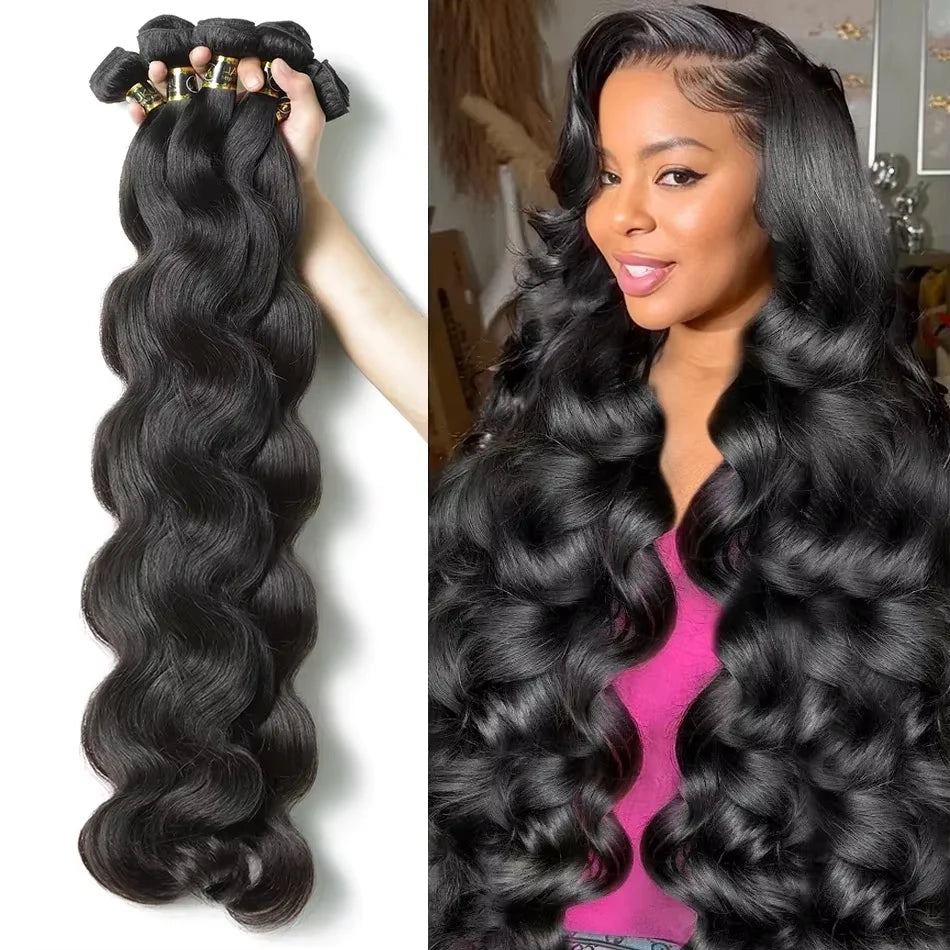 Body Wave Human Hair Bundles Jet Black