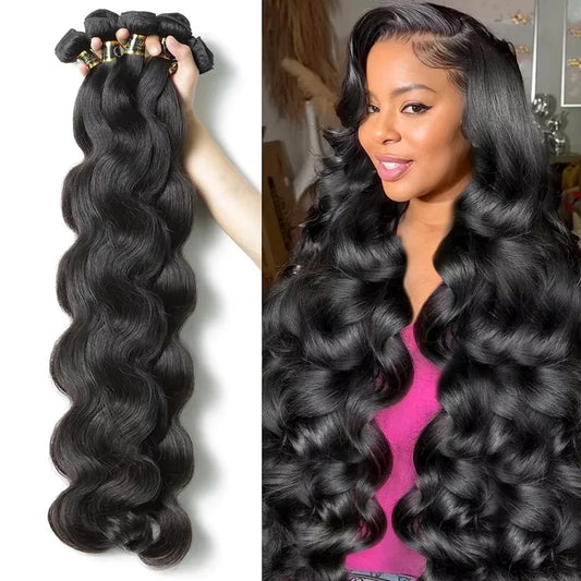 Body Wave Human Hair Bundles Jet Black