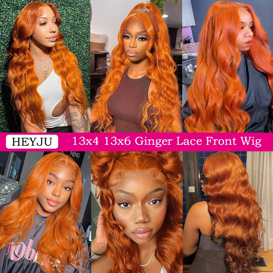 Orange Ginger Lace Frontal Human Hair Body Wave