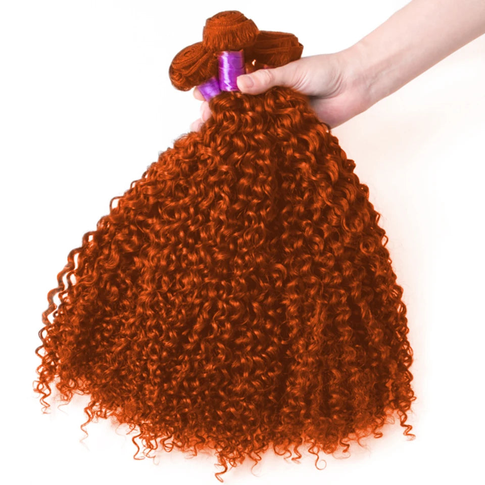 Orange Ginger Kinky Curly Human Hair Bundles