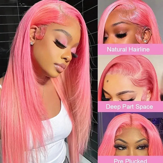 Straight Light Pink Human Hair