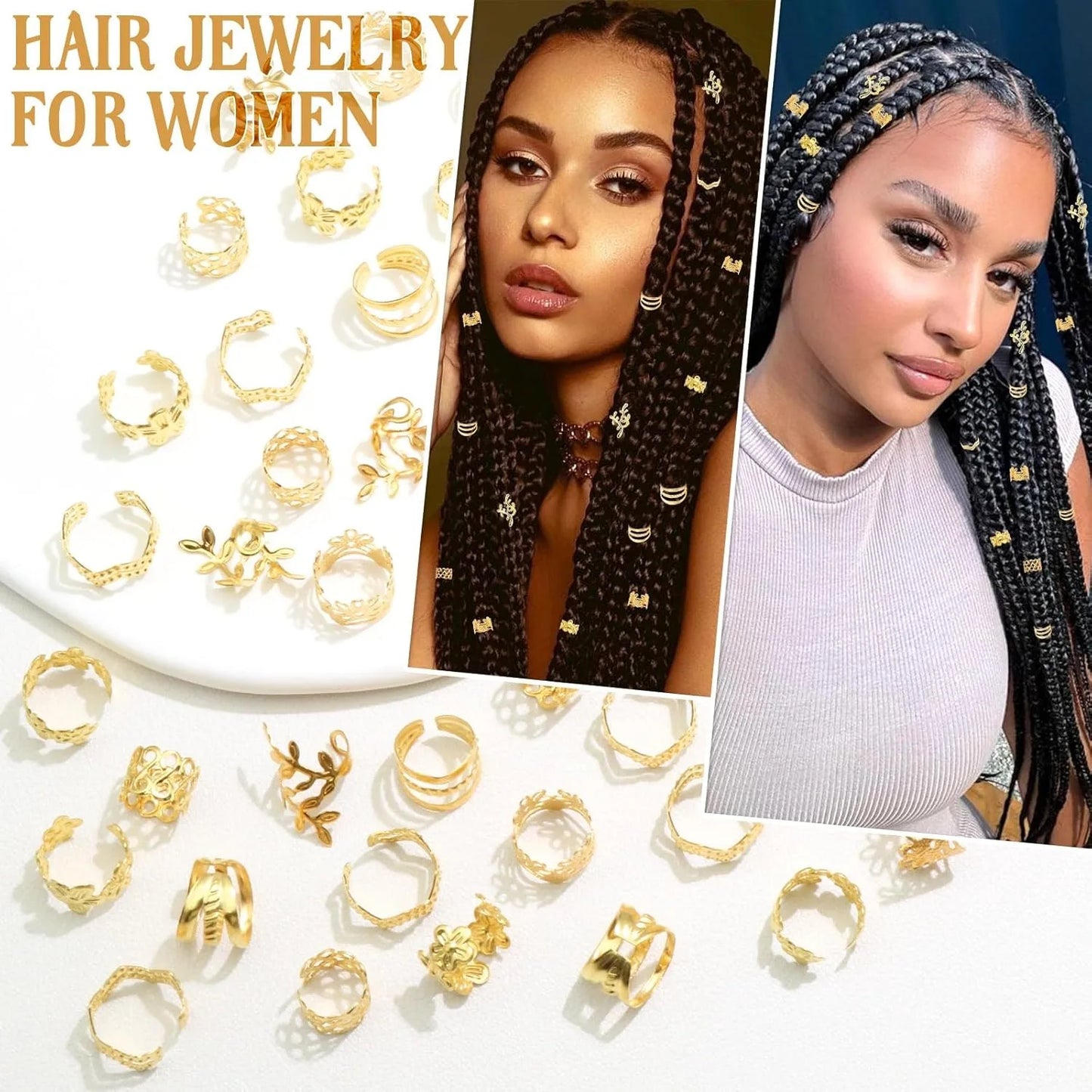 Jewelry for Braids Gold Clips