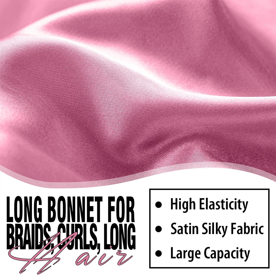 Extra Large Hair Long Silk Bonnet