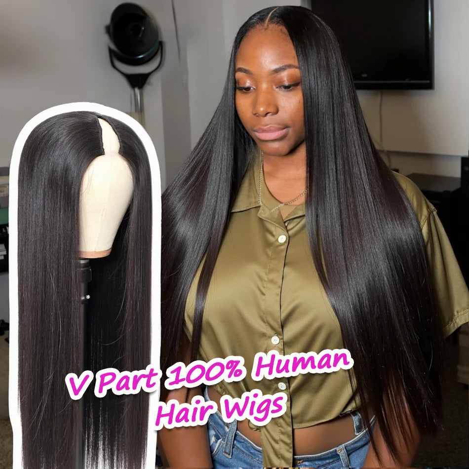 V Part Wigs Human Hair
