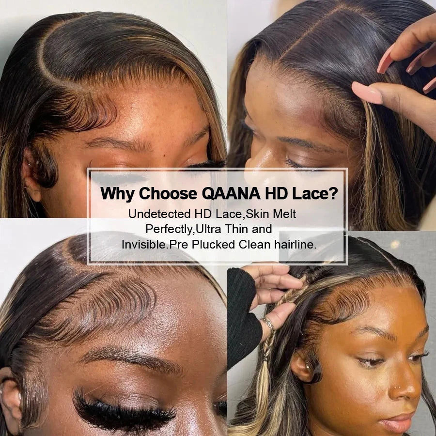 Body Wave Frontal Highlight Wig Human Hair black and blonde