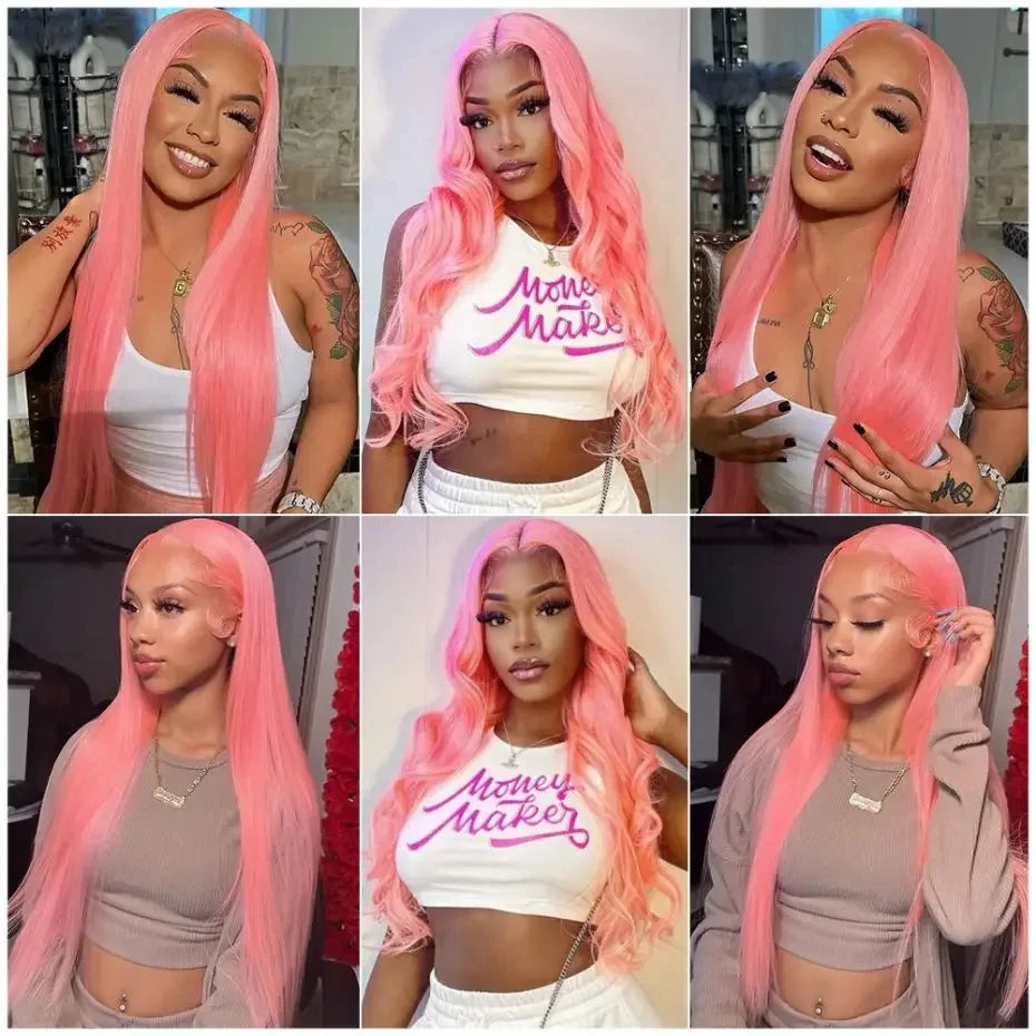 Straight Light Pink Human Hair
