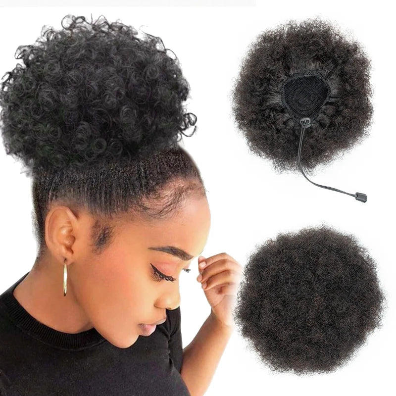 Ponytail Kinky Curly Afro Puff Drawstring