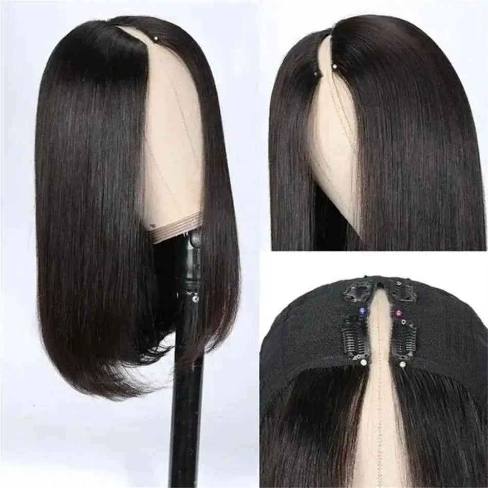 Bone Straight Short Bob V Part Wigs