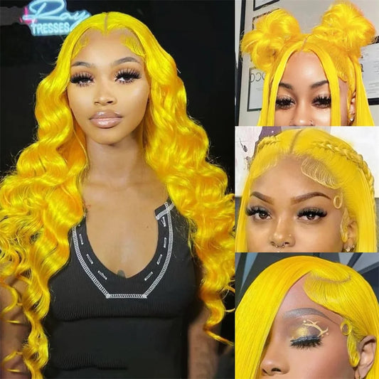 Light Yellow Human Hair wavy